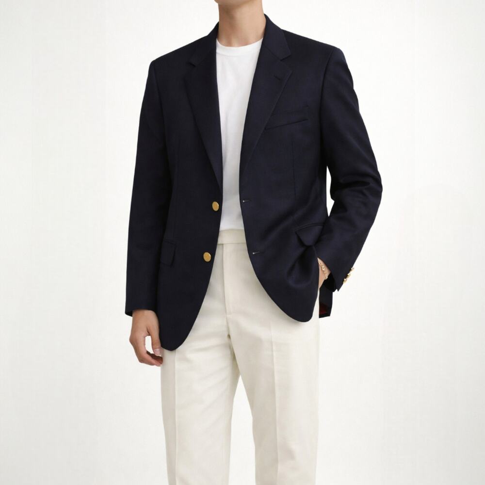 Carroll & Company Navy 100%‎ Wool Blazer Sport Coat Gold Button 39S Made England